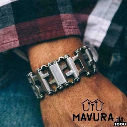 MAVURA armband » MAVURATools armband TreadMan rostfritt stål multiverktyg för män armband verktyg (29in1) silvergrå / presenten