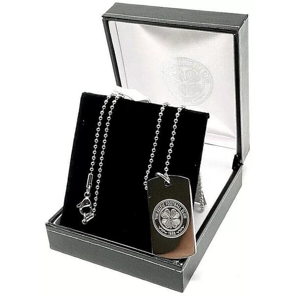 Celtic FC Stainless Steel Engraved Crest Dog Tag And Chain