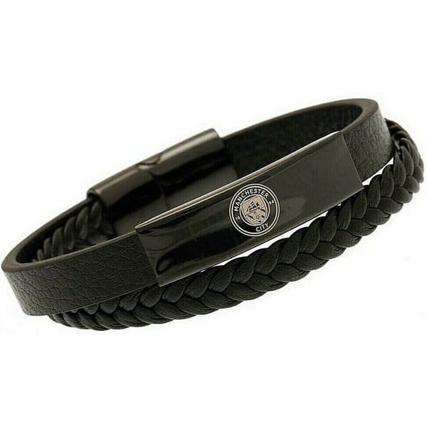 Manchester City FC Leather Crest Bracelet