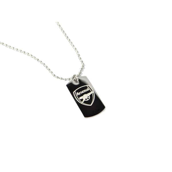 Arsenal FC Hundmärke och kedja i rostfritt stål med ingraverad vapensköld Silver/Black One Size