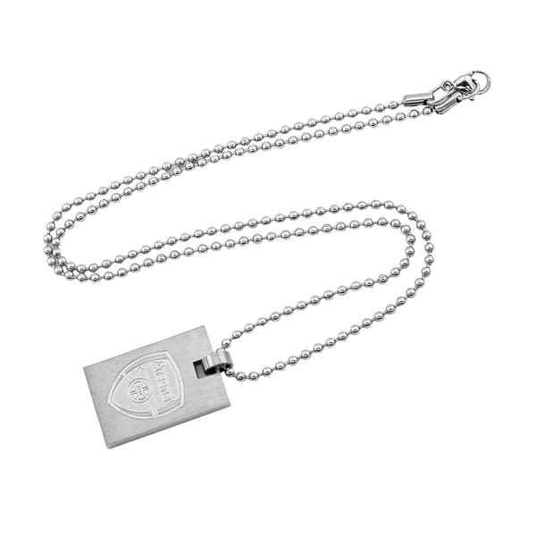 Arsenal FC Crest Dog Tag And Chain Silver One Size