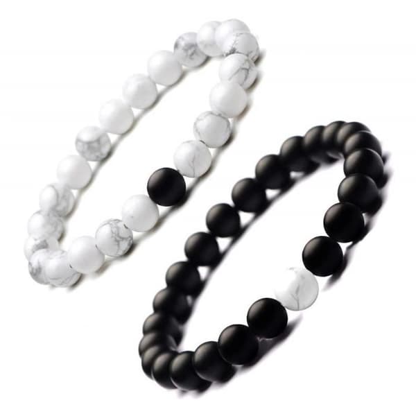 2 st 8MM pärlarmband män kvinnor armband par avstånd sten armband en till smycken Idealiska present smycken