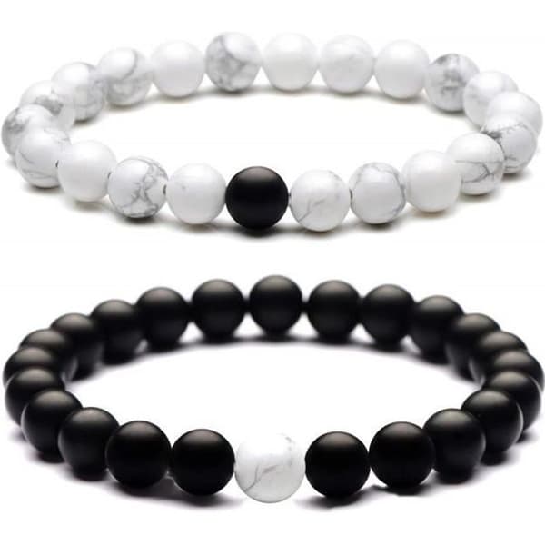 2 st 8MM pärlarmband män kvinnor armband par avstånd sten armband en till smycken Idealiska present smycken