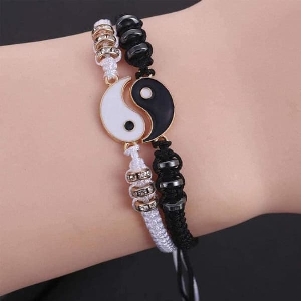 Bästa vän Armband för 2 Yin Yang Justerbart sladdarmband för BFF Vänskapsrelation Pojkvän Flickvän Present