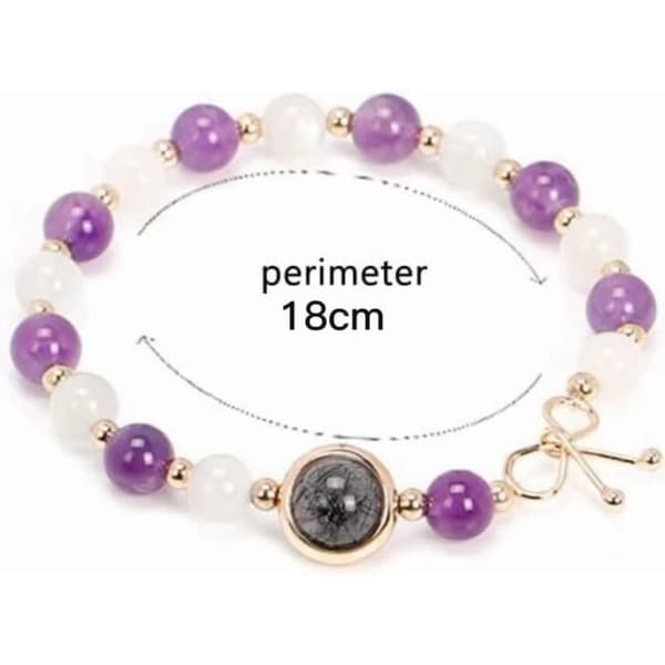 Armband - Kvinna - Ametist Månsten - 18 cm - 6 mm - Elegant och lycklig berlock