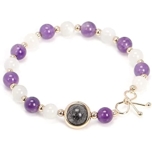 Armband - Kvinna - Ametist Månsten - 18 cm - 6 mm - Elegant och lycklig berlock