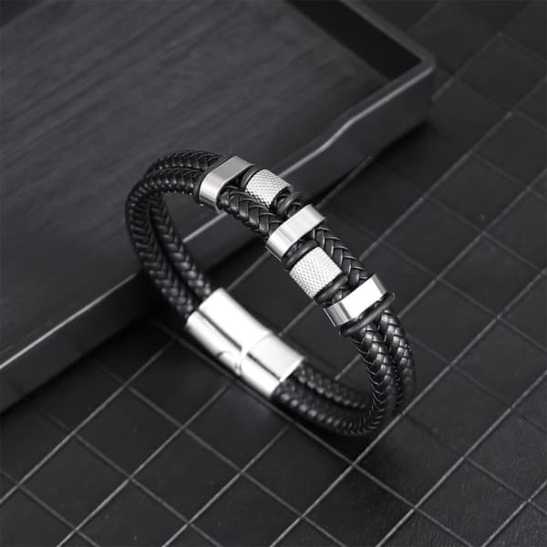 INF Vævet læderarmbånd med magnetlås
