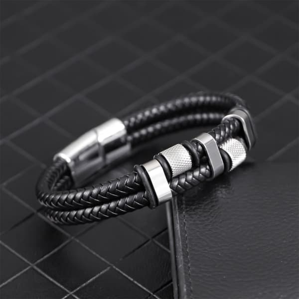 INF Vævet læderarmbånd med magnetlås
