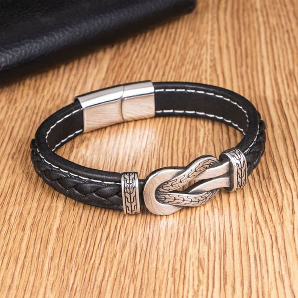 INF Vintage svart flettet armbånd med magnetlås