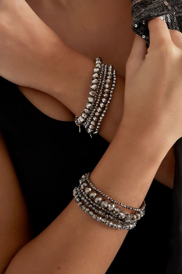 5 st Kristallarmband / Armband med Kristall - Svart & Multi