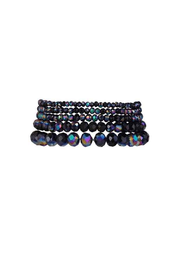 5 st Kristallarmband / Armband med Kristall - Svart & Multi