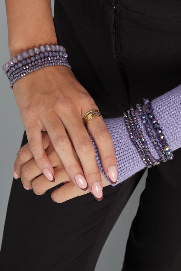 5 st Kristallarmband / Armband med Kristall - Lila / Ljus Lila