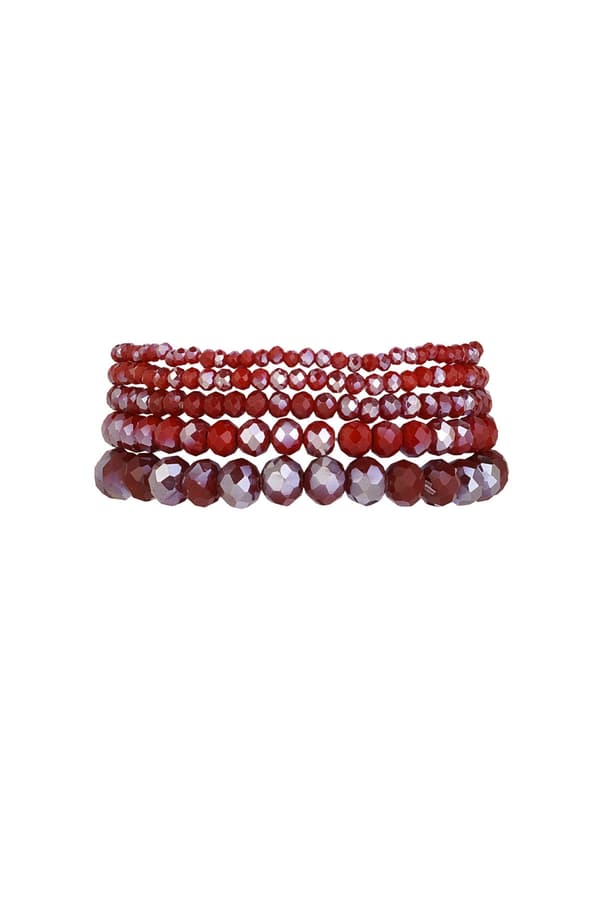 5 st Kristallarmband / Armband med Kristall - Mörk Röd