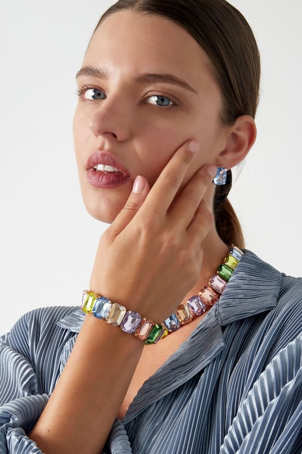 Glamour Guld Guldpläterat Armband med Glaspärlor - Holographic