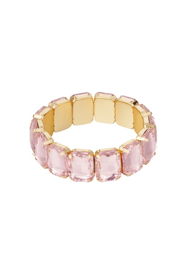 Glamour Guld Guldpläterat Armband med Glaspärlor - Ljus Rosa