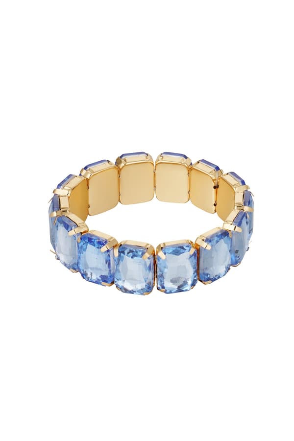 Glamour Guld Guldpläterat Armband med Glaspärlor - Ljus Blå