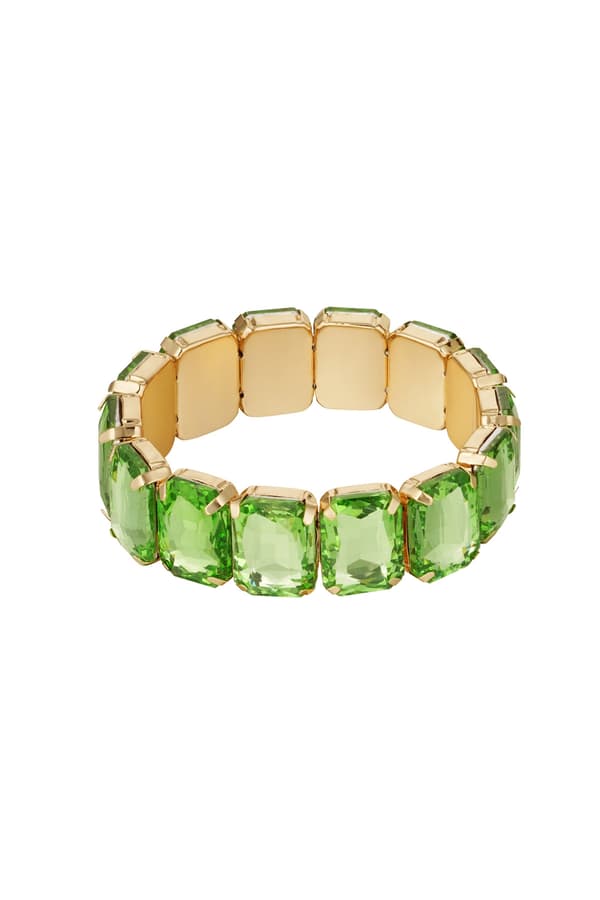 Glamour Guld Guldpläterat Armband med Glaspärlor - Grön