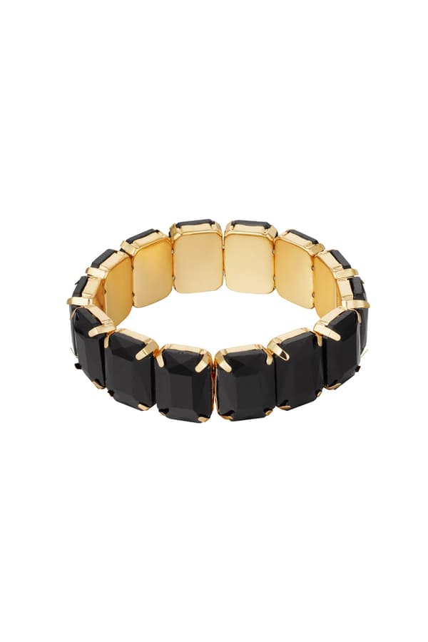 Glamour Guld Guldpläterat Armband med Glaspärlor - Svart