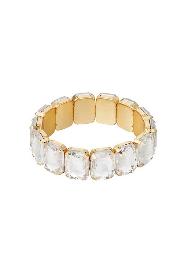 Glamour Guld Guldpläterat Armband med Glaspärlor - Vit