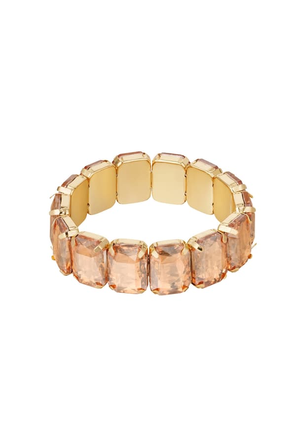 Glamour Guld Guldpläterat Armband med Glaspärlor - Korall