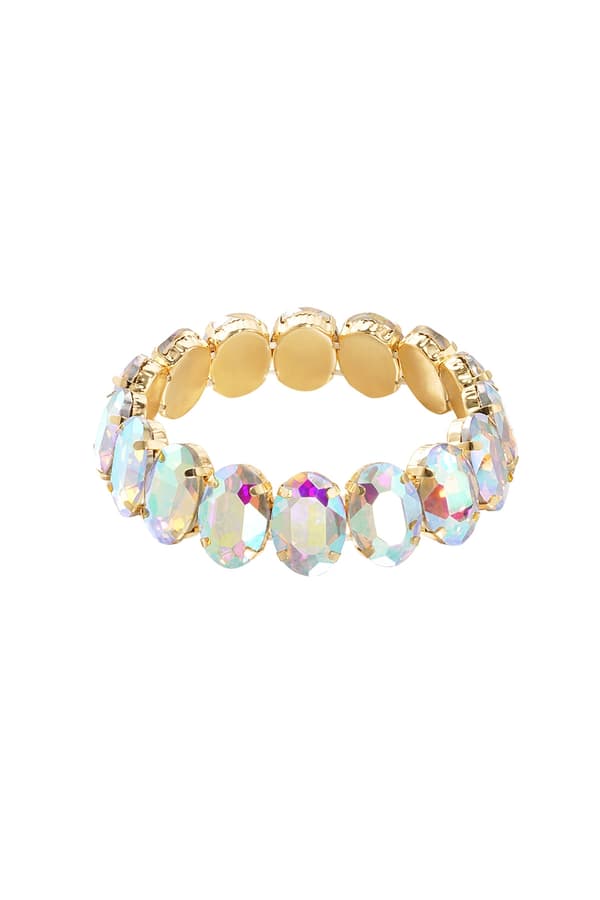 Statement Guldpläterat Armband med Ovala Glaspärlor -Holographic