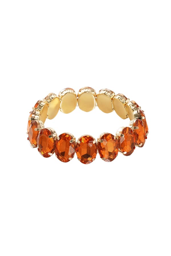 Statement Guldpläterat Armband med Ovala Glaspärlor - Orange
