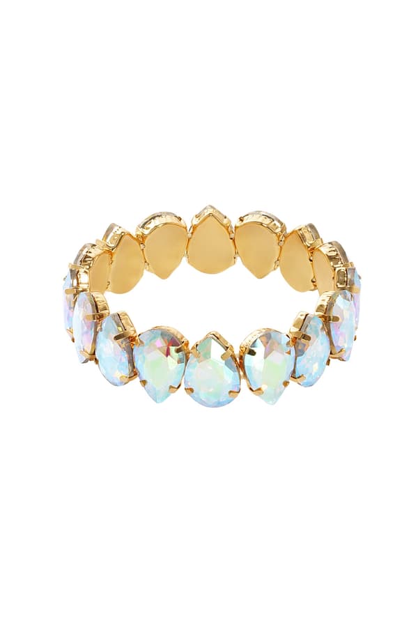 Statement Guldpläterat Armband med Stora Glaspärlor -Holographic