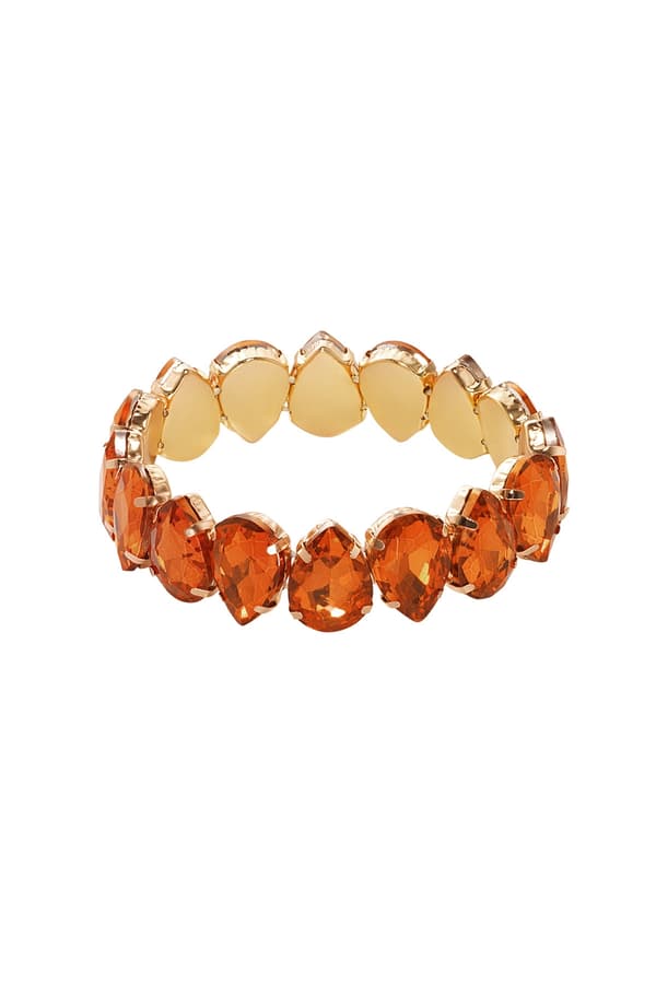 Statement Guldpläterat Armband med Stora Glaspärlor - Orange
