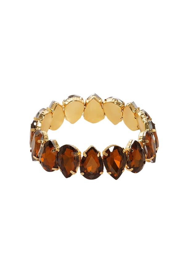 Statement Guldpläterat Armband med Stora Glaspärlor - Brun
