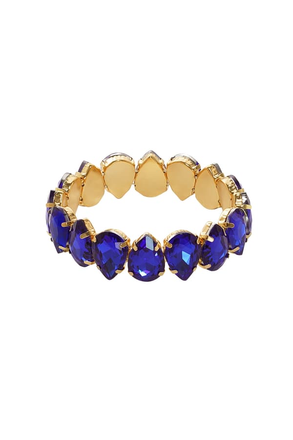 Statement Guldpläterat Armband med Stora Glaspärlor - Mörk Blå