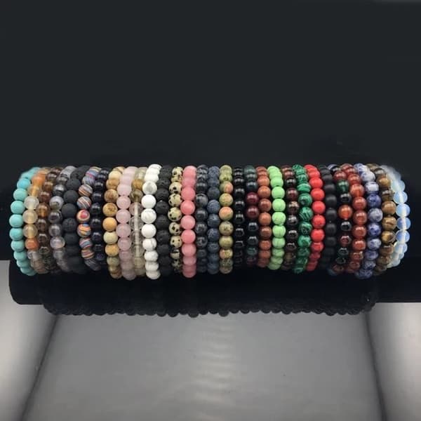 Blå apatit - Chakra Quartz Crystal Agate Armband för män och kvinnor, 8 mm, natursten, ögonlava