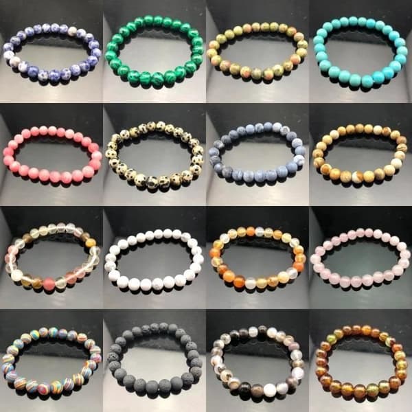 Blå apatit - Chakra Quartz Crystal Agate Armband för män och kvinnor, 8 mm, natursten, ögonlava