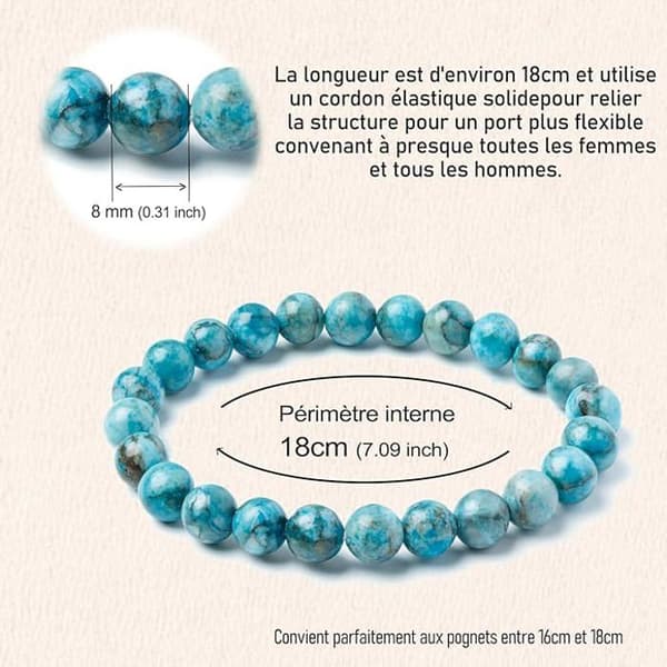 Armband - ACUZINA - Blå apatit - Natursten - 8mm - Blandat