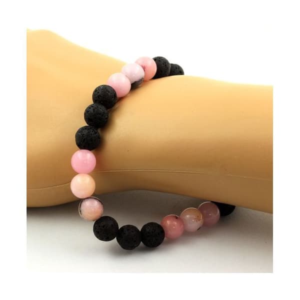 Armband - ABIJOUX - Rosenoppe + Lava - 8 mm - Längd 19-20 cm - Mixad