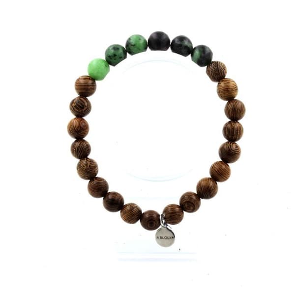 Armband - ABIJOUX - Epidot från Australien - Kulor 8 mm - Trä - Längd 19-20 cm