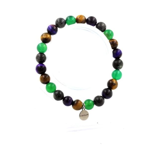 Armband - En Bijoux - Tigeröga - Labradorit - Grön Agat - 8 mm