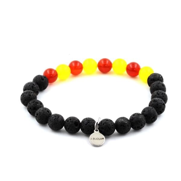 Armband - ABIJOUX - Katalanska - Lavepärlor 8 mm - Gul agat - Röd agat