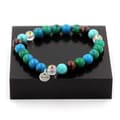 Miniatyrbild 1 av 6: Stenar och mineraler. Red Tiger Eye Beads Armband + Chrysocolla + Turkos + Quartz Made in France.