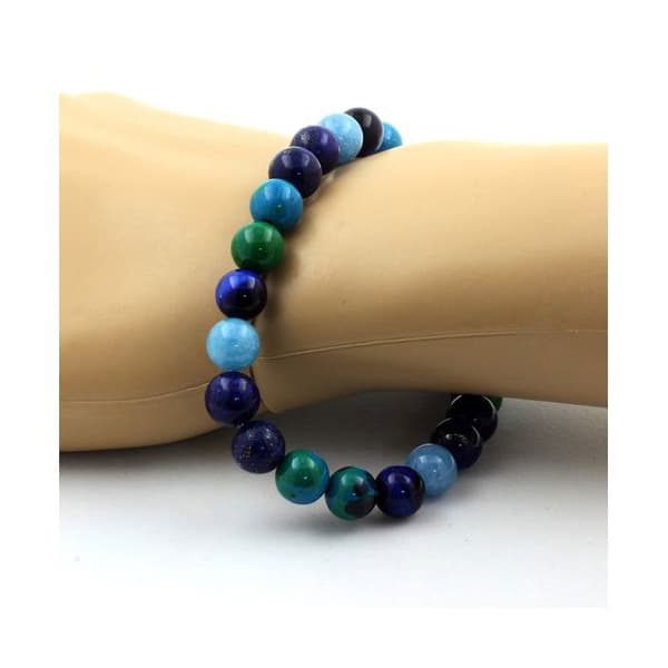 Armband - ABIJOUX - Blå Tigeröga - Blå Kalcedon - Lapis Lazuli - 19-20 cm