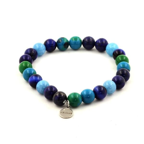 Armband - ABIJOUX - Blå Tigeröga - Blå Kalcedon - Lapis Lazuli - 19-20 cm