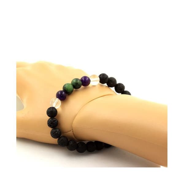 Armband - ABIJOUX - Epidot från Australien - Ametist - Kvarts - Lava 8 mm