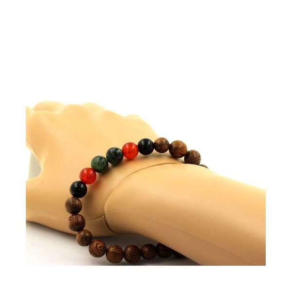 Armband - ABIJOUX - Epidot från Australien, Karneol från Uruguay, Aga - 19-20 cm - Mixad - Naturlig sten