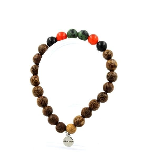 Armband - ABIJOUX - Epidot från Australien, Karneol från Uruguay, Aga - 19-20 cm - Mixad - Naturlig sten