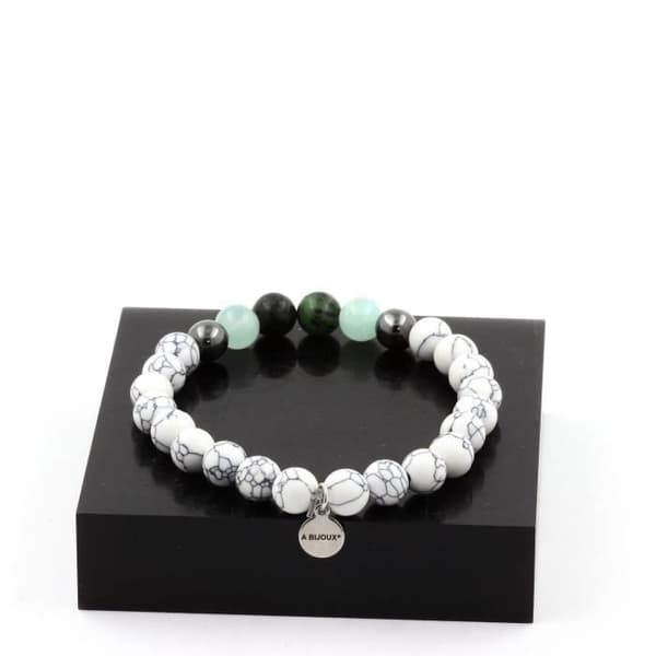 Armband i pärlor - ABIJOUX - Epidot från Australien - Hematit - Angelit - Howlit 8mm