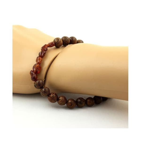 Armband - ABIJOUX - Spessartitgranat från Moçambique - 8 mm träkulor - Längd 19-20 cm - Unisex