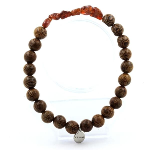 Armband - ABIJOUX - Spessartitgranat från Moçambique - 8 mm träkulor - Längd 19-20 cm - Unisex