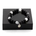 Miniatyrbild 1 av 6: Stenar och mineraler. Mattsvart Onyx Beads Armband + Black Rutil Quartz 8 mm. Tillverkad i Frankrike.