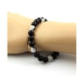 Miniatyrbild 2 av 6: Stenar och mineraler. Armband Black Agate Beads + Black Rutil Quartz 8 mm. Tillverkad i Frankrike.