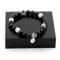 Miniatyrbild 1 av 6: Stenar och mineraler. Armband Black Agate Beads + Black Rutil Quartz 8 mm. Tillverkad i Frankrike.