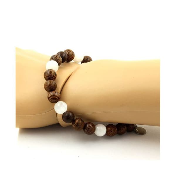 Armband - Ett Bijoux - Selenit från Marocko - 8 mm pärlor - Trä - Längd 19-20 cm